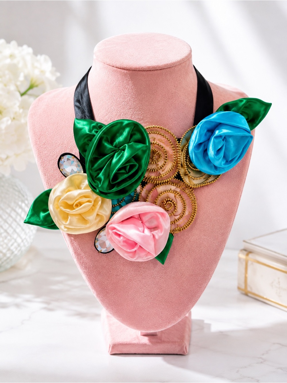 Floral Corsage Flower‎ Cluster Prom Night Necklace